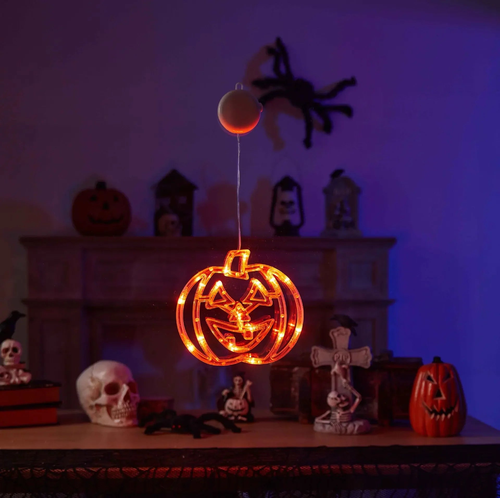 Halloween Led String Lights Ghost Pumpkin Spider Hat Modeling Lamp with Suction Cup Festival Party Halloween Decoration New
