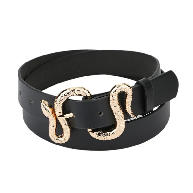 New European and American Style Women's Fashion Snake BucklepuVersatile Simple Belt for Jeans and Suits for Women