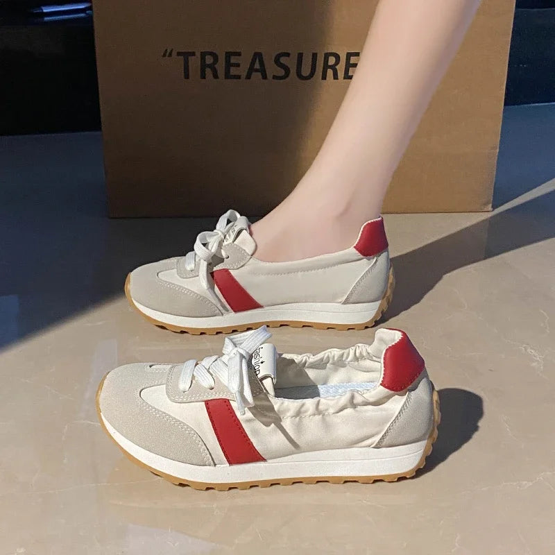 Spring and Summer Women's Casual Flat Shoes Shallow Mouth Canvas Shoes New Women's Lace-up Sports Shoes Comfortable