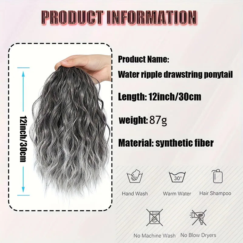 European and American ponytail synthetic chemical fiber wig ponytail women's short drawstring ponytail wool curly hair