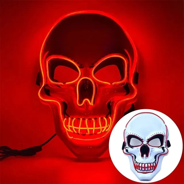 Halloween Adult Purification Mask LED Glowing Skull Terror Mask Cold Light Mask Role Playing Masquerade Ball