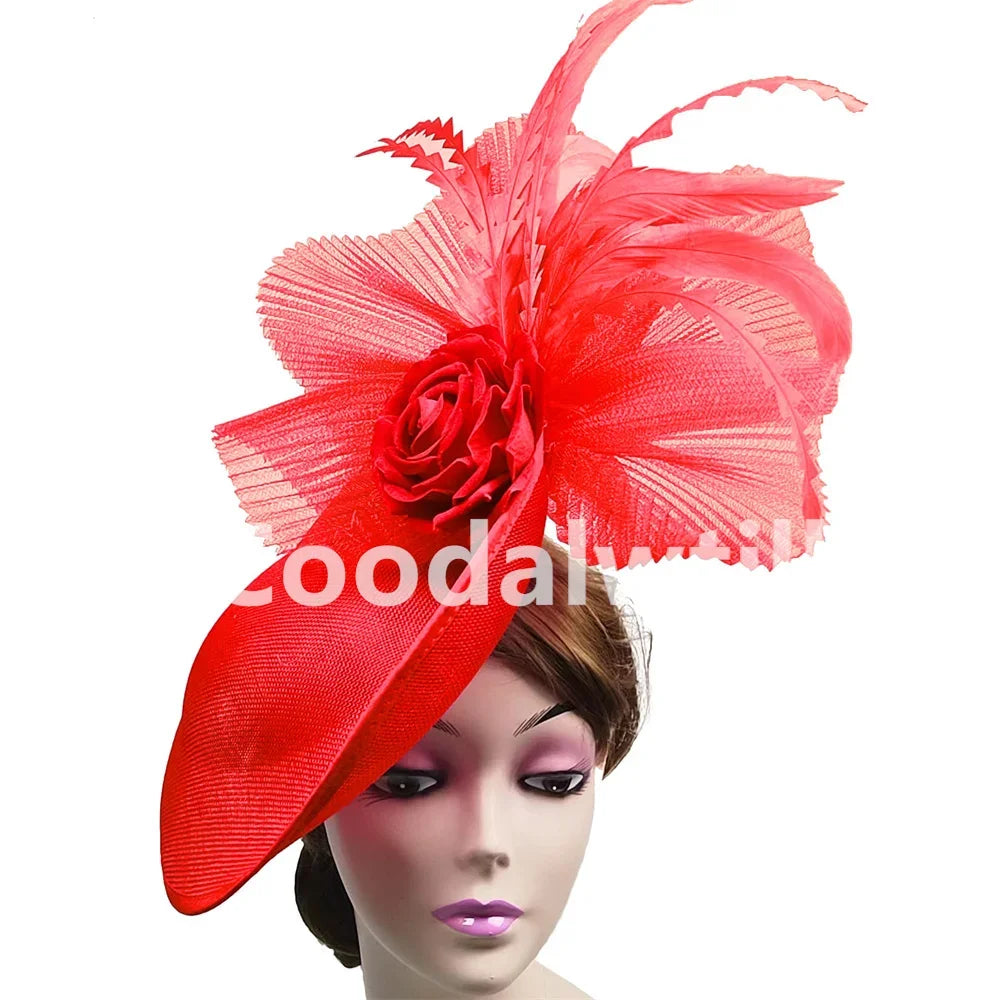Flower Fascinators Hats Party Wedding Women Pillbox Cap Elegant Ladies Church Occasion Race Millinery Cap With Net Hair Access