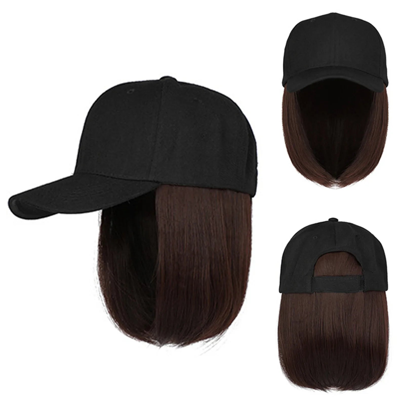 Peluca de gorra de béisbol sintética