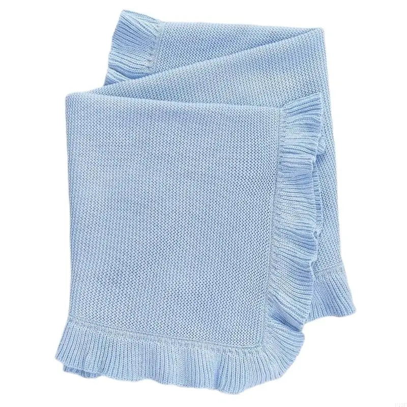 Manta para bebé para recién nacidos de algodón con volantes, tejida, suave y transpirable para otoño e invierno, 75x95cm