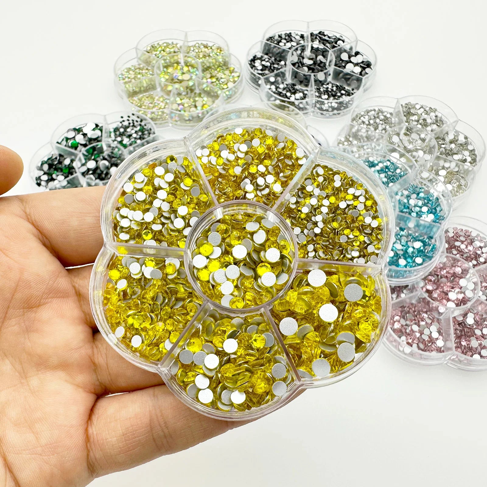 2100pcs Nail Art Rhinestones Flat Back AB White Glass Facial Rhinestones Treasure Flatback Nail Art Decorations