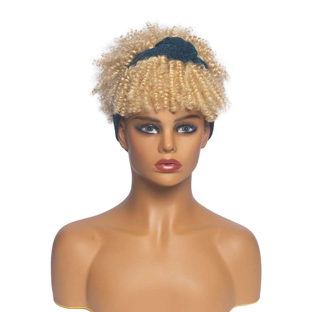 Fluffy Headband Wigs for Black Women Short Afro Kinky Curly Headwrap Wig High Temperature Natural Synthetic Headband Scarf Wig