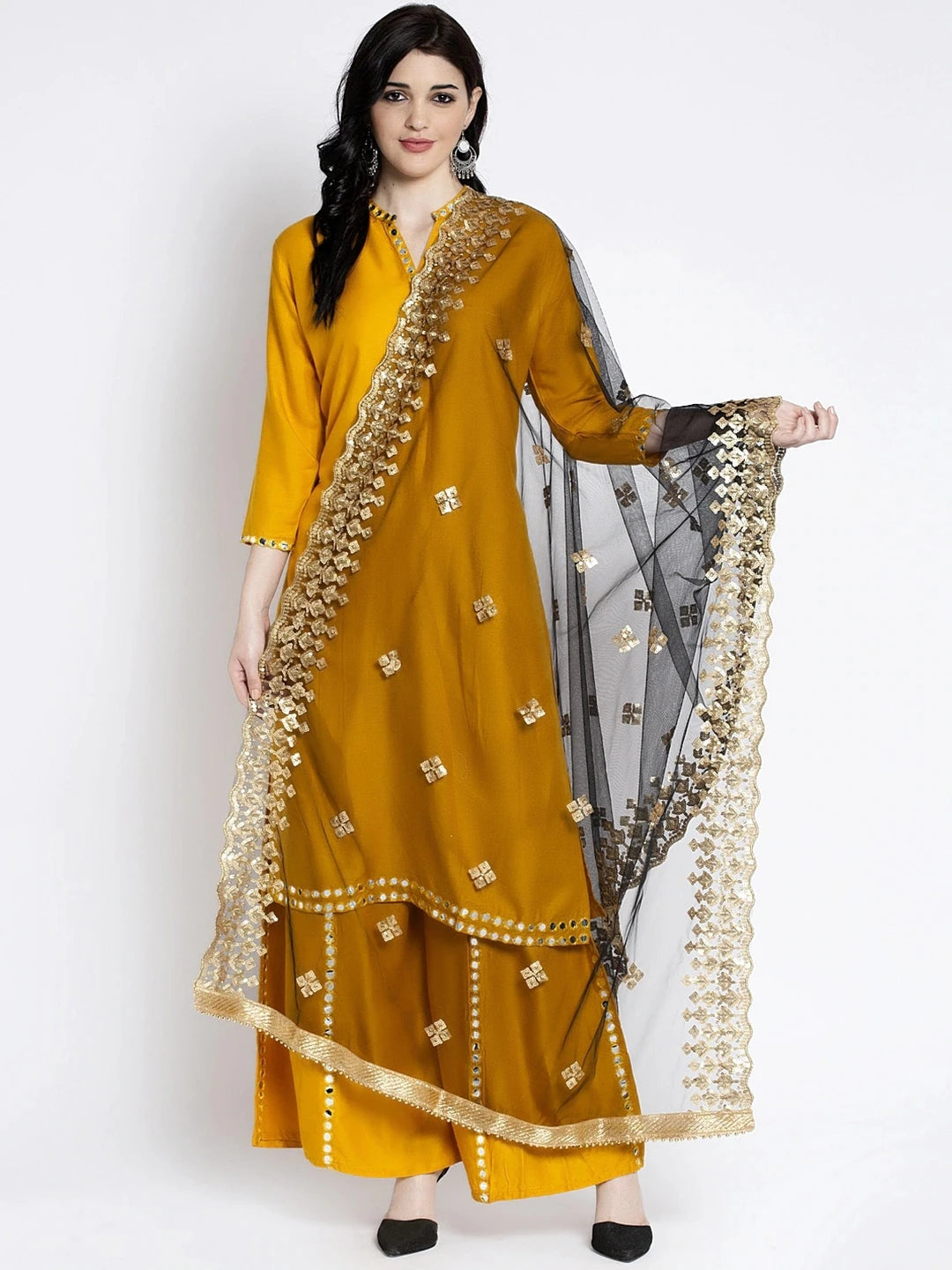 Indian Saree Long Cotton Silk Yellow Ethnic Style Thin Breathable Top Pants Scarf Indian Sari Traditional Indian Clothing Set
