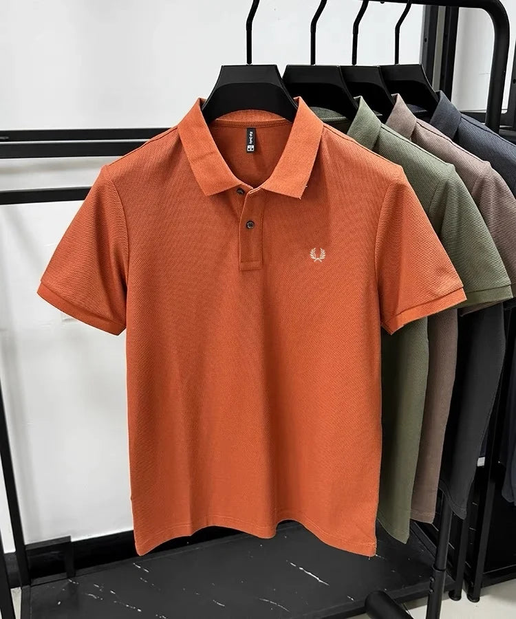 Luxury brand 100% cotton short sleeve men's polo shirt summer high-end fashion classic embroidery business casual golf T-shirt