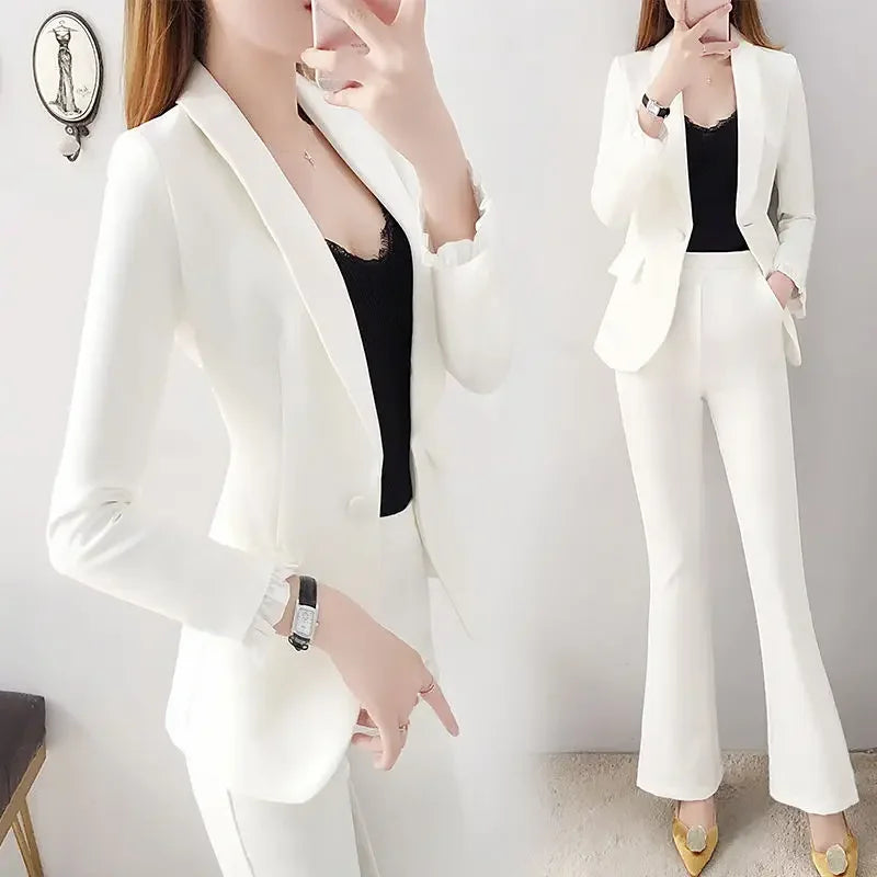 White Trousers Suits Office Blazer and Baggy Professional Women's 2 Pant Set Outfits Two Pieces Sets Pants for Woman Tailor Xxl
