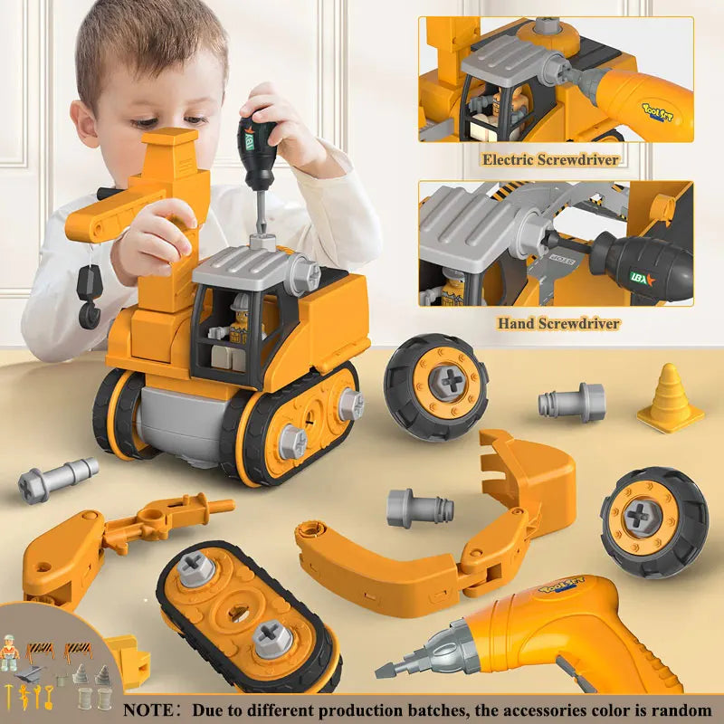 Jouets pour enfants, véhicule d'ingénierie, perceuse électrique, outils, ensembles éducatifs assemblés, outils pour garçons, cadeau de construction d'écrous