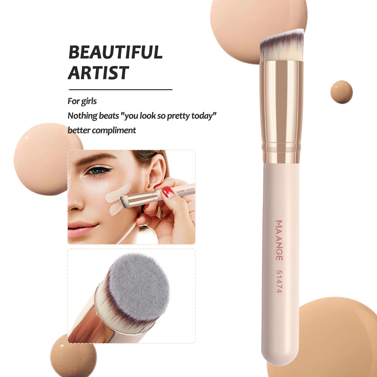 MAANGE Lot de 7 pinceaux de maquillage pour fond de teint, poudre, anti-cernes, blush, estompage, poils souples, outils de beauté