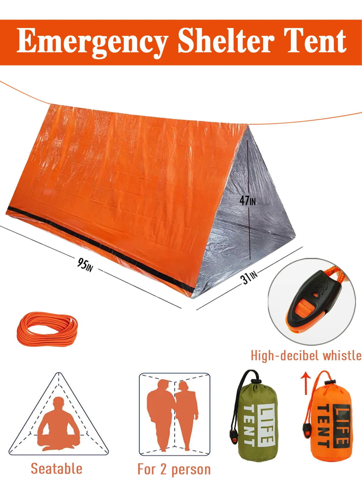 Tienda de emergencia para 2 personas, tienda de campaña impermeable para acampar, de viaje, pérgola familiar, casa de campaña, tiendas turísticas, equipo y ropa geniales.