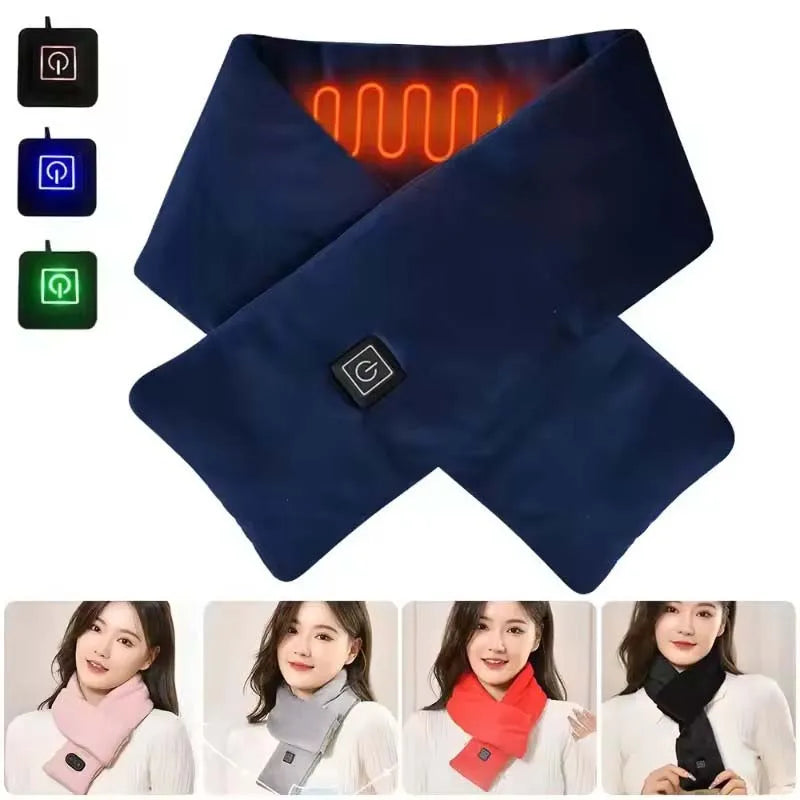 Écharpe chauffante USB pour femmes et hommes, 3 niveaux de température, polaire lavable, chauffe-cou électrique, piles non incluses, idéale pour le camping