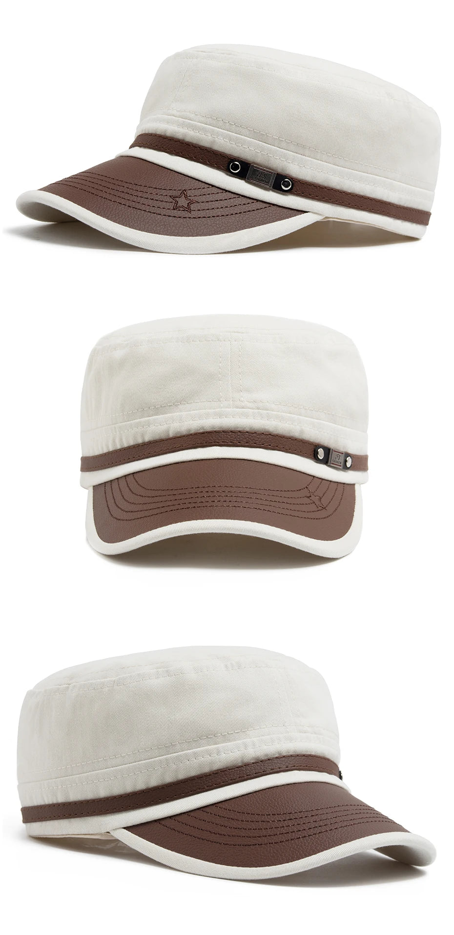 Flat Hat Women Fashion PU Leather Brim Men Baseball Cap Soft Cotton Cloth Casual Visor Trucker Hat Autumn Summer Adjustable