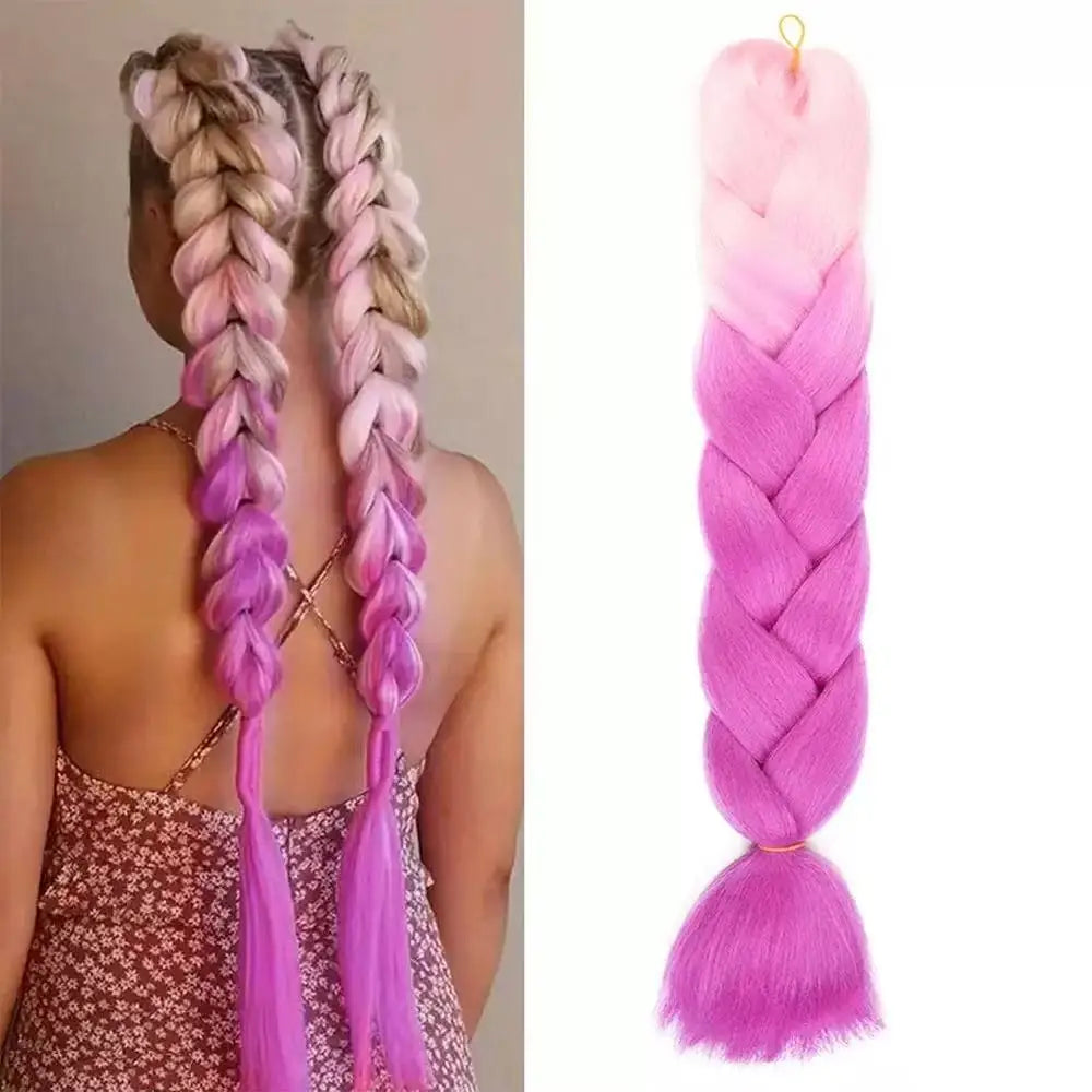 24Inch Jumbo Braids Extensions Synthetic Braiding Hair Afro Ombre Color wig for women braid