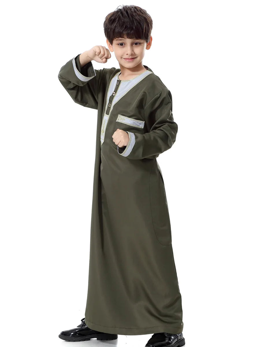2025 Fashion Muslim Teenager Clothing Islam Men Summer Winter Eid Ramadan Prayer High Quality Elengance Party Boy's Robe Caftan