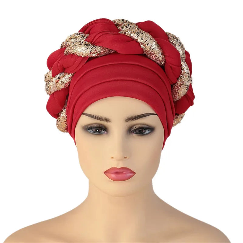 Sequin Braid African Turban