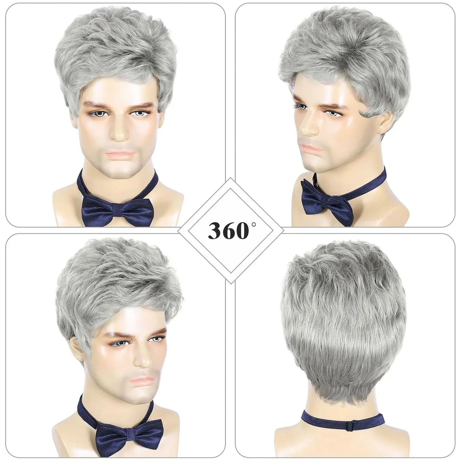 Peluca para hombre gris plateado