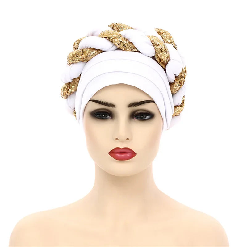 Sequin Braid African Turban