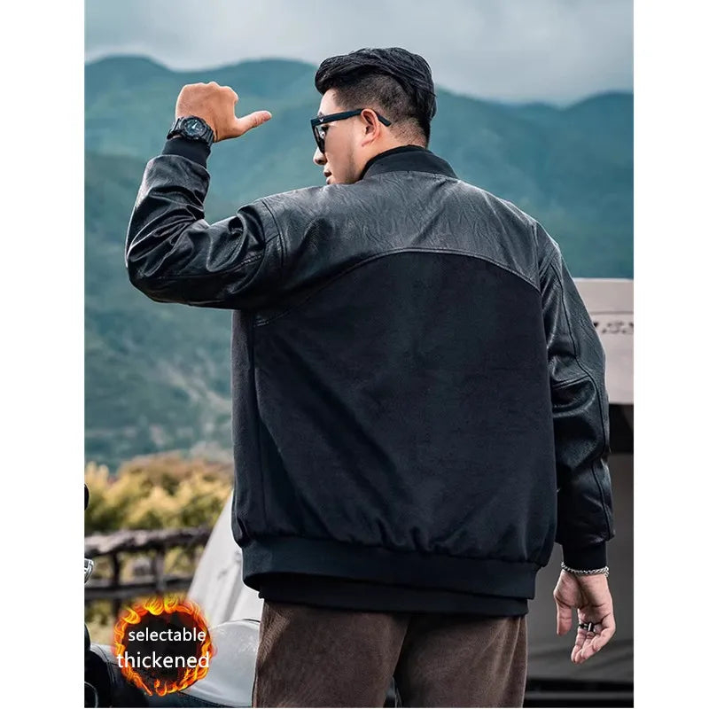 Men's Baseball Jacket, Plus Size, Loose, Spliced Cotton, Basic Mass Jackets, Autumn And Winter American Jacket, 7XL