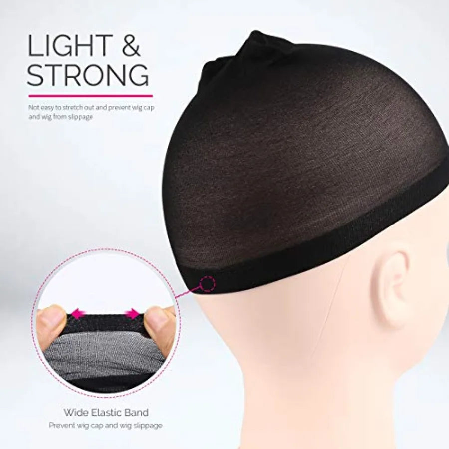 Wig Cap, 6PCS Black Stocking Caps for Wigs, Stretchy Stocking Nylon Caps for Women, Girls,