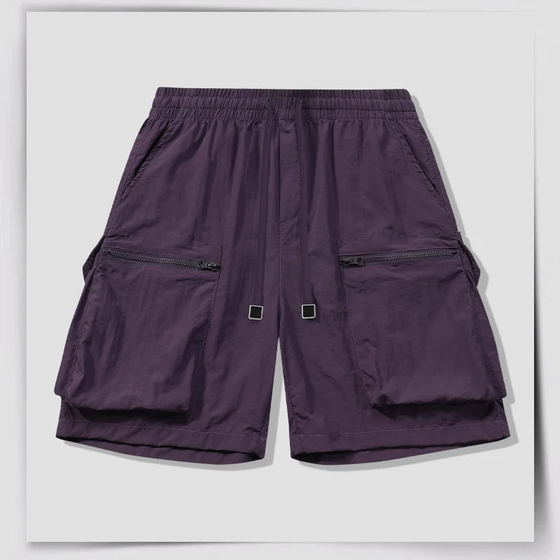 Workwear shorts for men, summer loose sports shorts, summer men's ice silk casual cropped pants