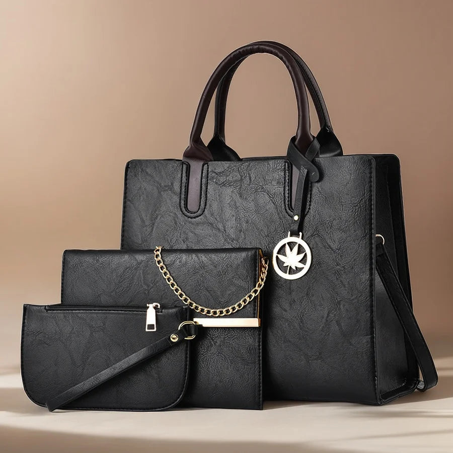 Set de tres bolsos para mujer, bolsos de hombro, bolsos de mano para mujer, bolsos de moda casual de lujo de diseñador