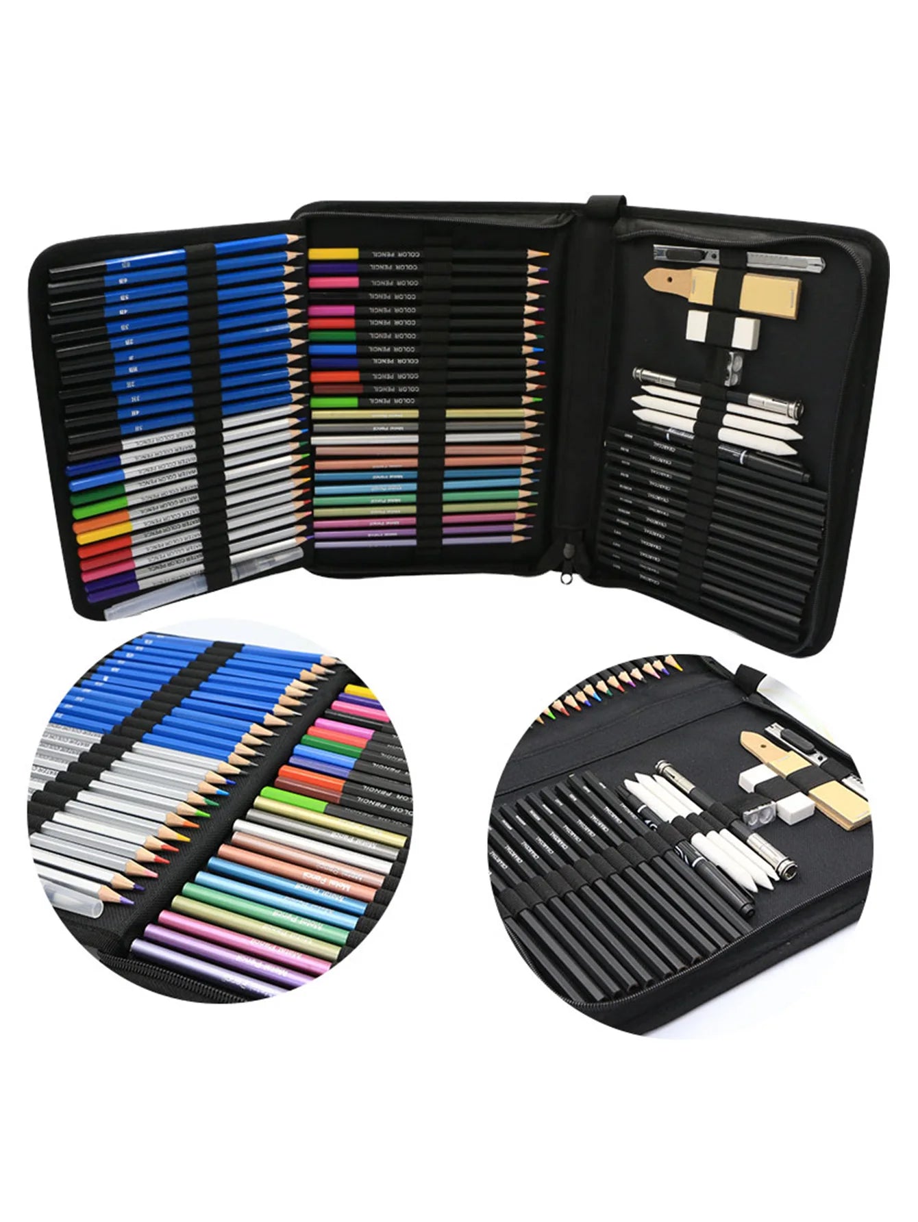 Bview Art Profesional Juego de Arte de 71 Piezas Kit de Dibujo y Boceto Lápices de Dibujo Lápices de Carbón Juego de Herramientas para Artistas
