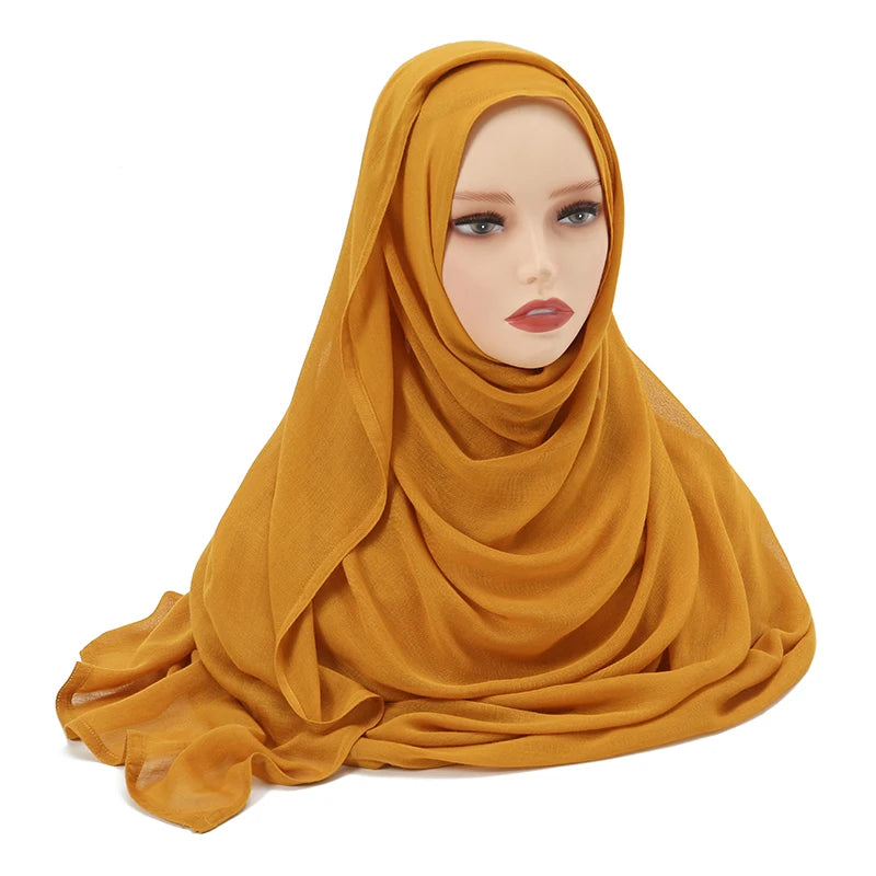 Hijabs musulmanes para mujer, pañuelos finos lisos, chales para mujer musulmana, pañuelo suave de viscosa y rayón, turbante islámico, diadema de 200x85cm