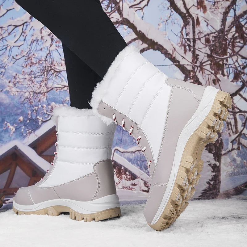 Bottes de neige imperméables pour femmes – Doublure chaude en velours, résistantes au froid