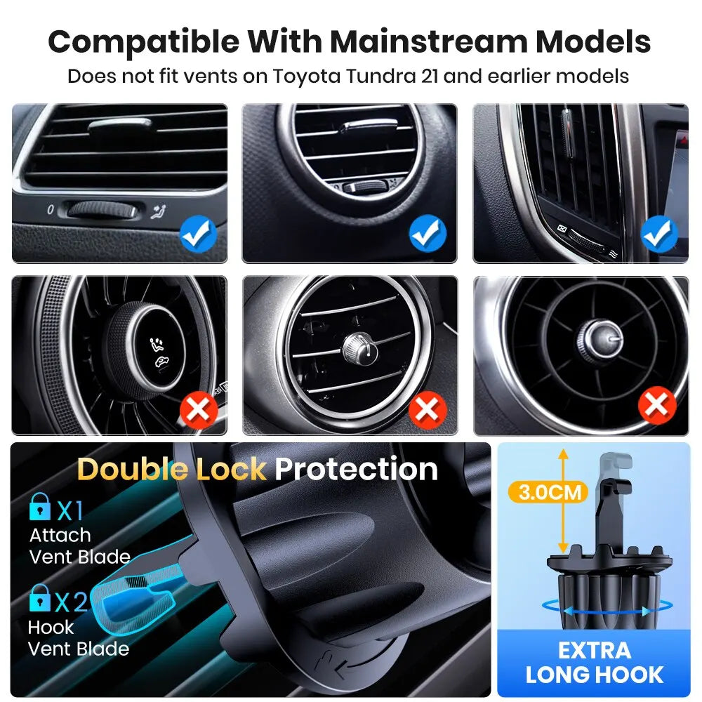 Soporte de teléfono para coche TOPK Rejilla de ventilación Soporte para teléfono de coche Soporte giratorio de 360° Clip ajustable Compatible con todos los smartphones de 4" a 7"