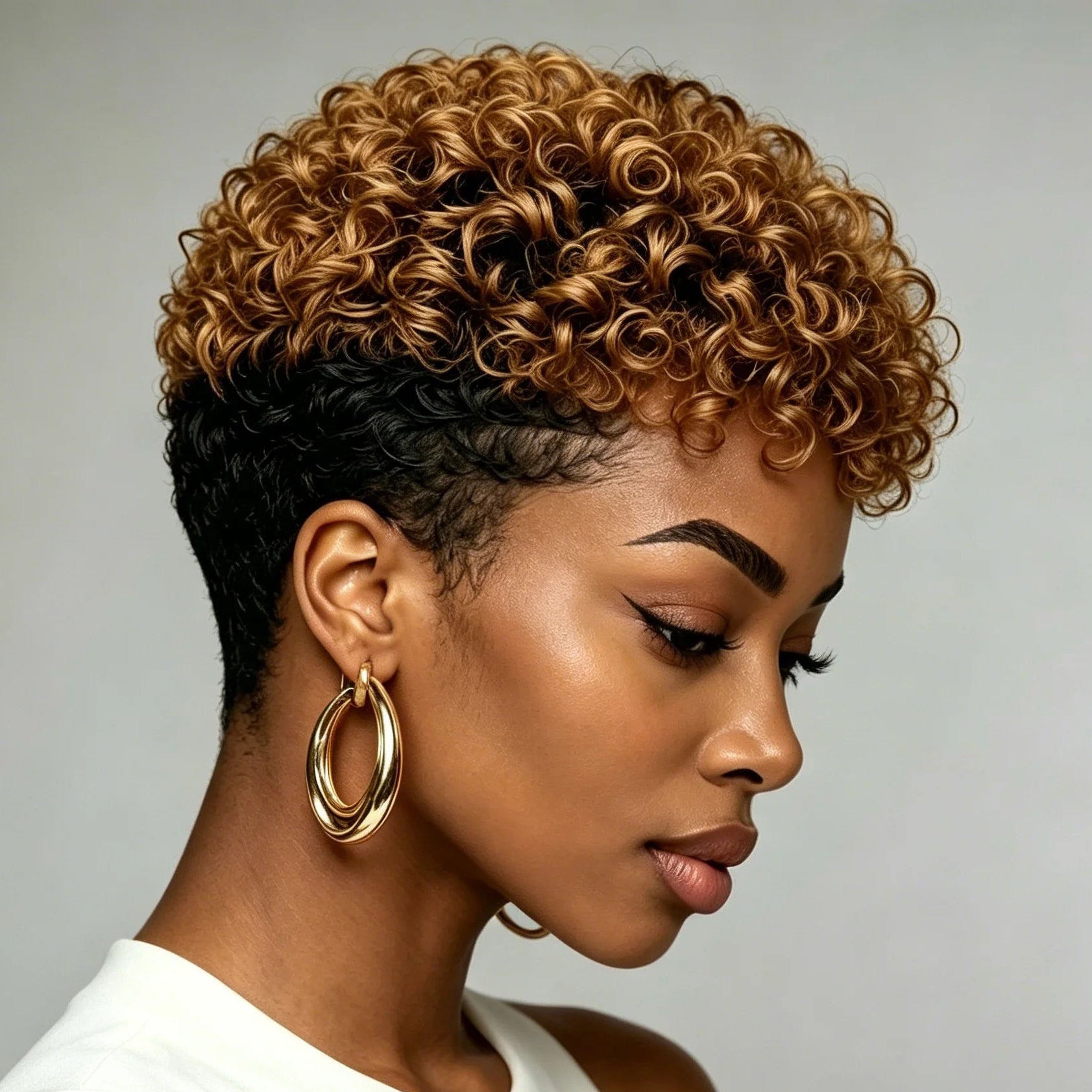 Honey Blonde Curly Pixie Wig