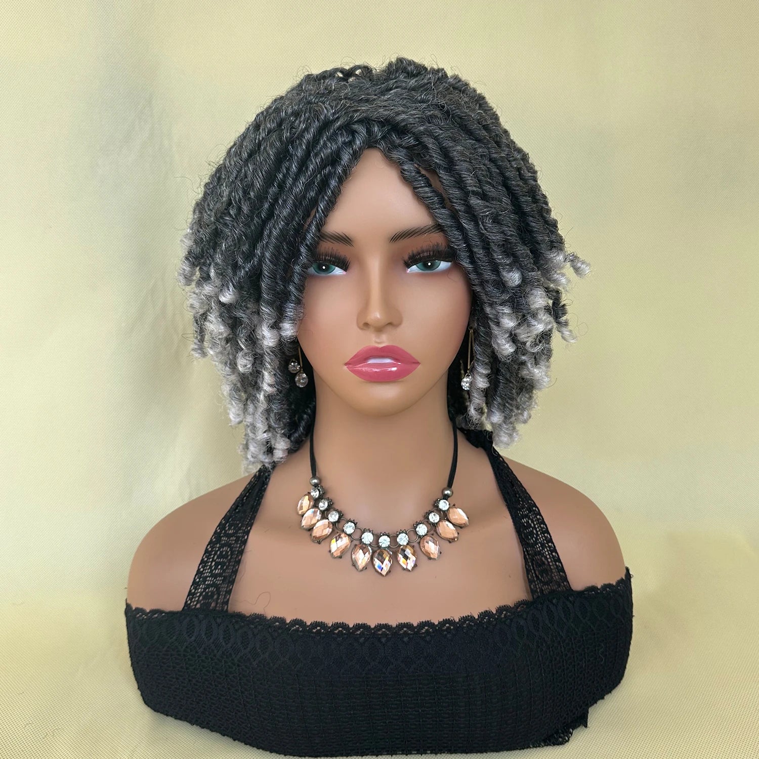 Peluca Afro Bob de rastas, peluca trenzada sintética de ganchillo con rastas falsas, versátil estilo de rastas cortas para mujer