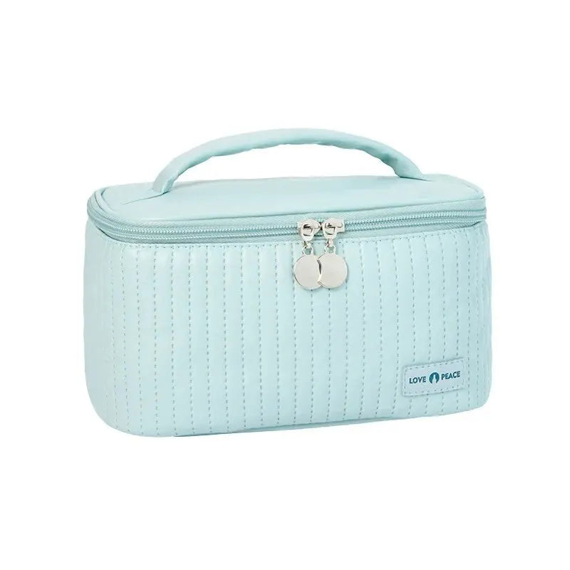 Makeup Bags for Women Travel Toiletry Cute Cases Bag Portable Solid Color Makeup Organizer Box Cosmetic Bag Neceser PU Leather