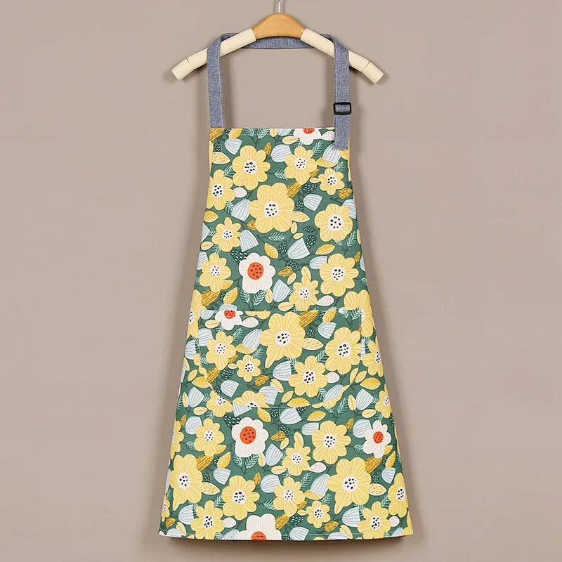 1PC Aprons Fashion Cotton Fabric Waterproof Thickened Dirt Resistant Kitchen Apron and Home Work Clothes Gardening Work Clothing