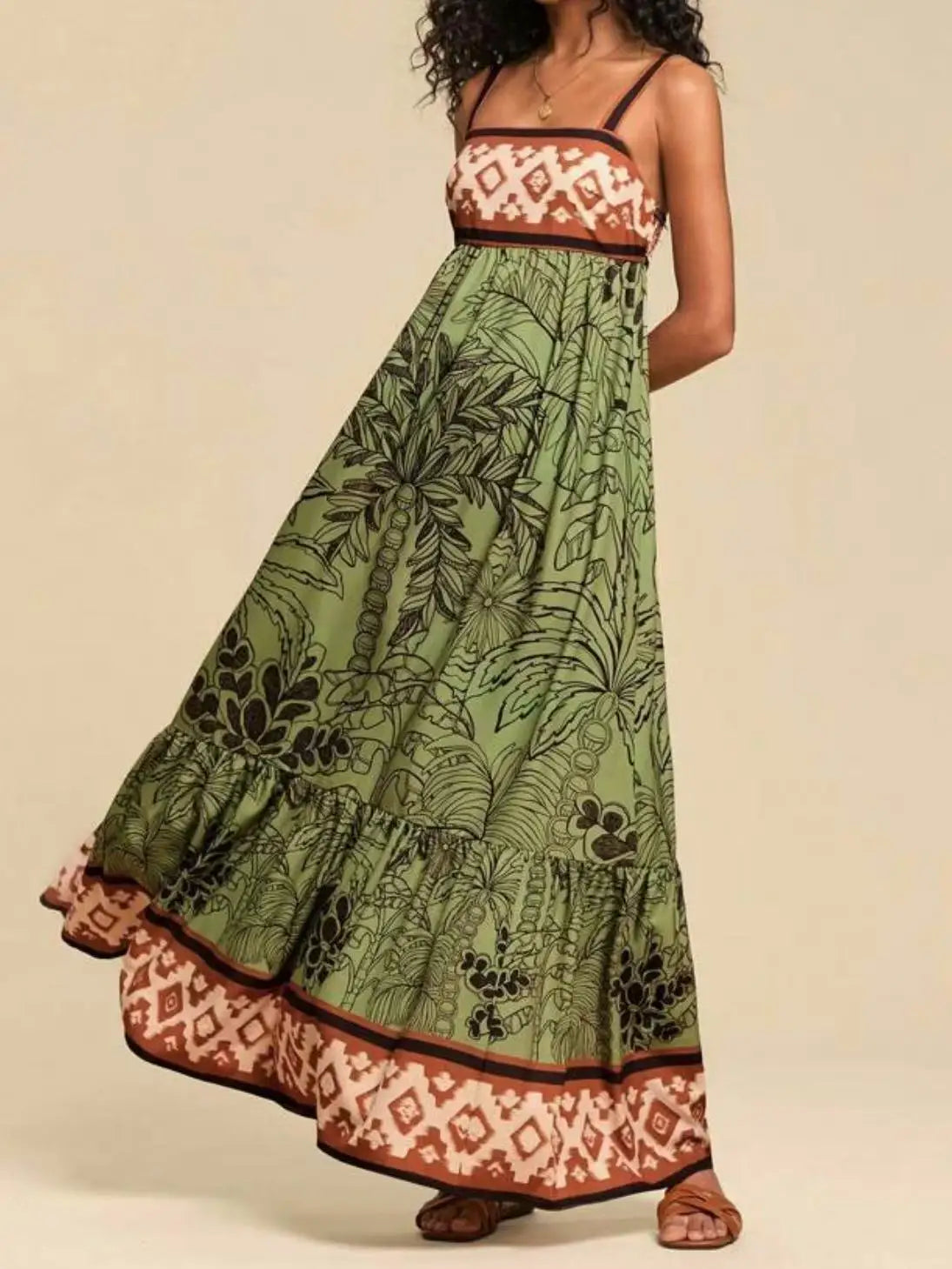 Women's New Arrival Leisure Fashion Print Dresses Summer Elegant Holiday Spaghetti Strap Dress Vacation Party Female Clothing