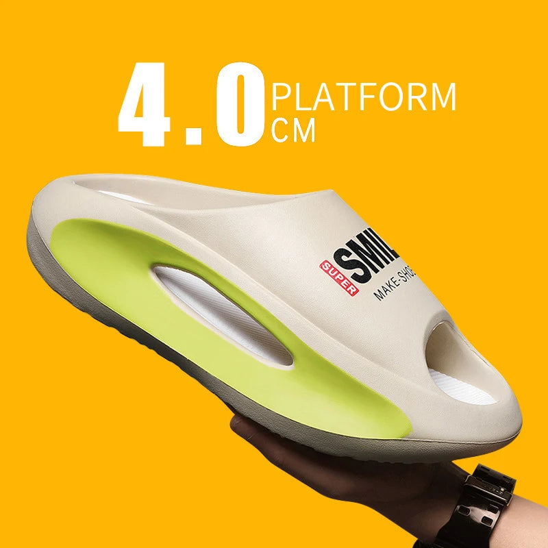 Men Slippers New Slides with a Sense High Aesthetic Value External Wear Anti Slip Thick Bottom, Beach Cool Slippers for Men