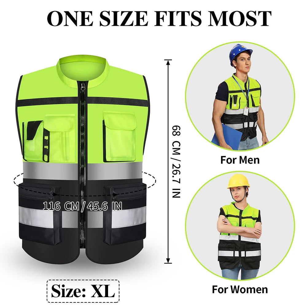 Workwear Vest With Logo Printing Night Construction Work Waistcoats Two Tone Vest Volunteer Uniform