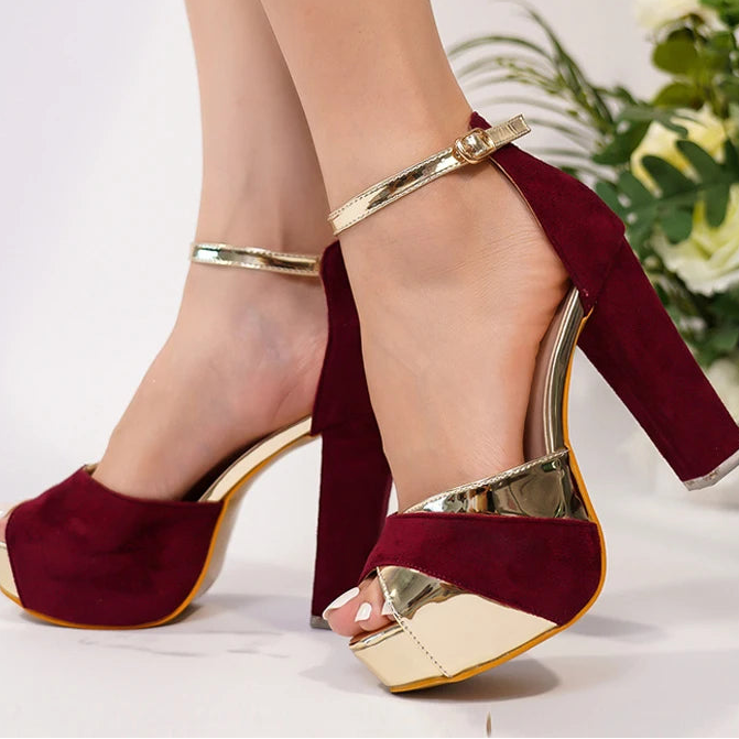 Green Sequined Platform Sandals