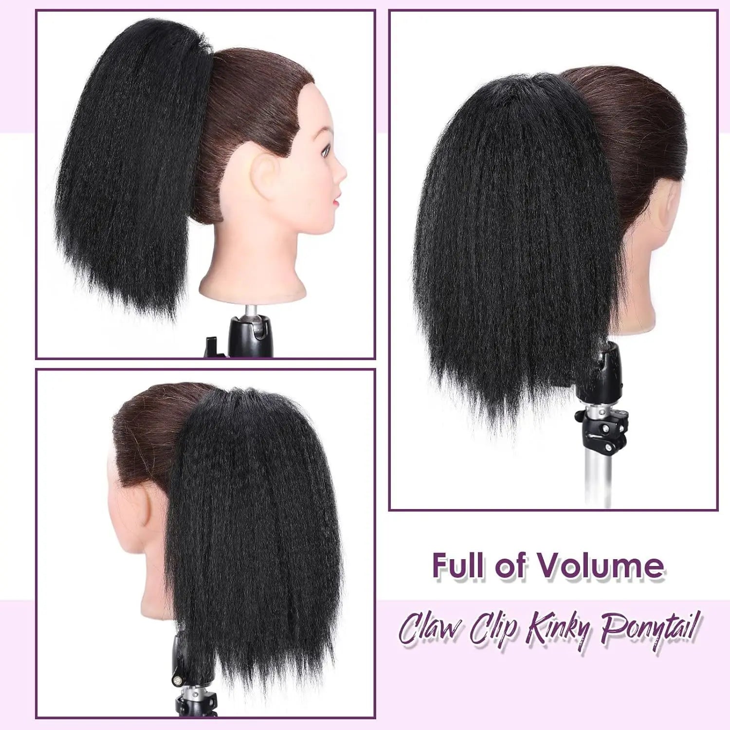 Queue de cheval afro bouffante YAKI 30-60 cm | Cheveux synthétiques à clipser type tresses collées | Style africain naturel, postiche longue et volumineuse