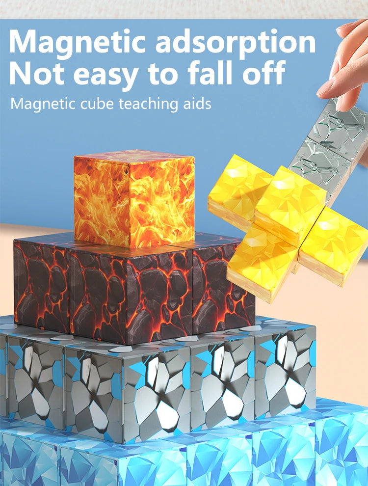 Magnetic building blocks DIY space toys, birthday gifts for boys and girls over 3 years old, easy to assemble and safe design