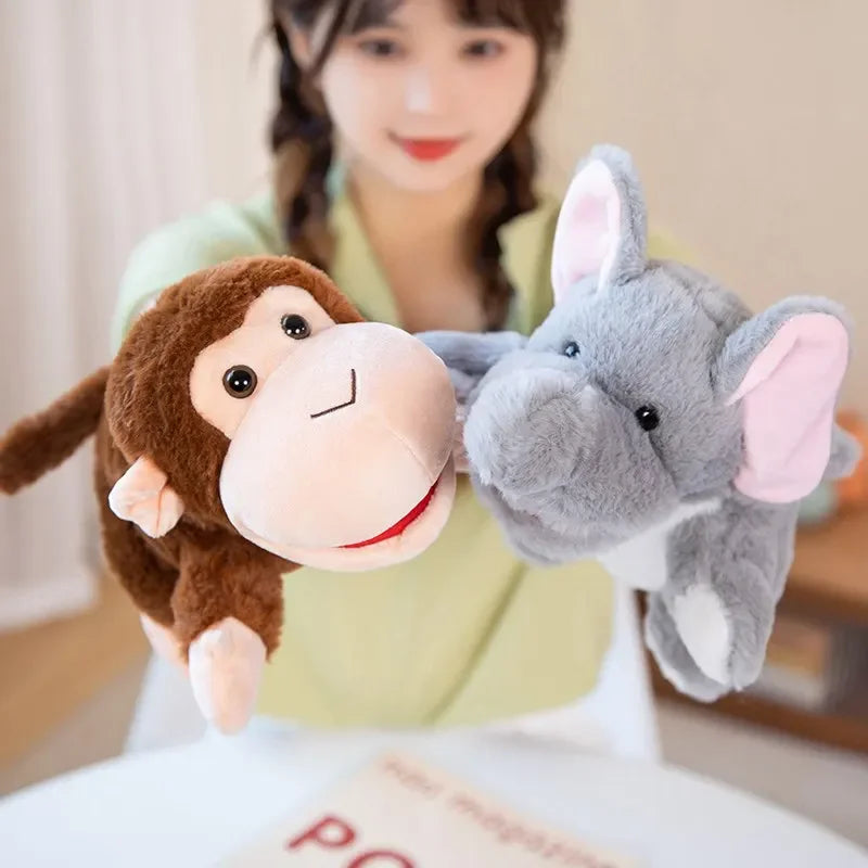 Stuffed Plush Animals Toys Hand Finger Story Puppet Kawaii Dolls Educational Baby Toys Duck Lamb Cow Dog Horse Children Gift