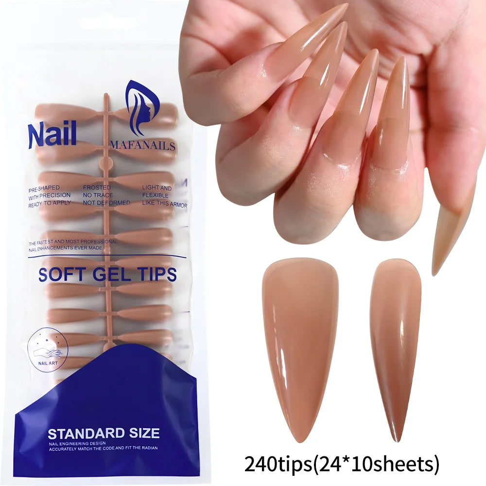 120pcs Black Edge Super Long French False Nail Removable Ballerina Coffin Almond Fake Nail Artificial Acrylic Press On Nail Tips