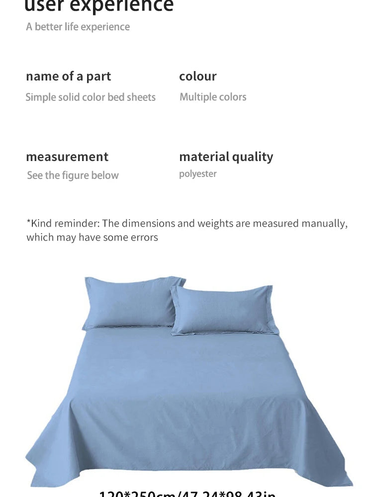 Bed Sheet Solid Colour Dormitory Simple Single Piece Single Double Brushed Bedspread Home B & B Hotel School