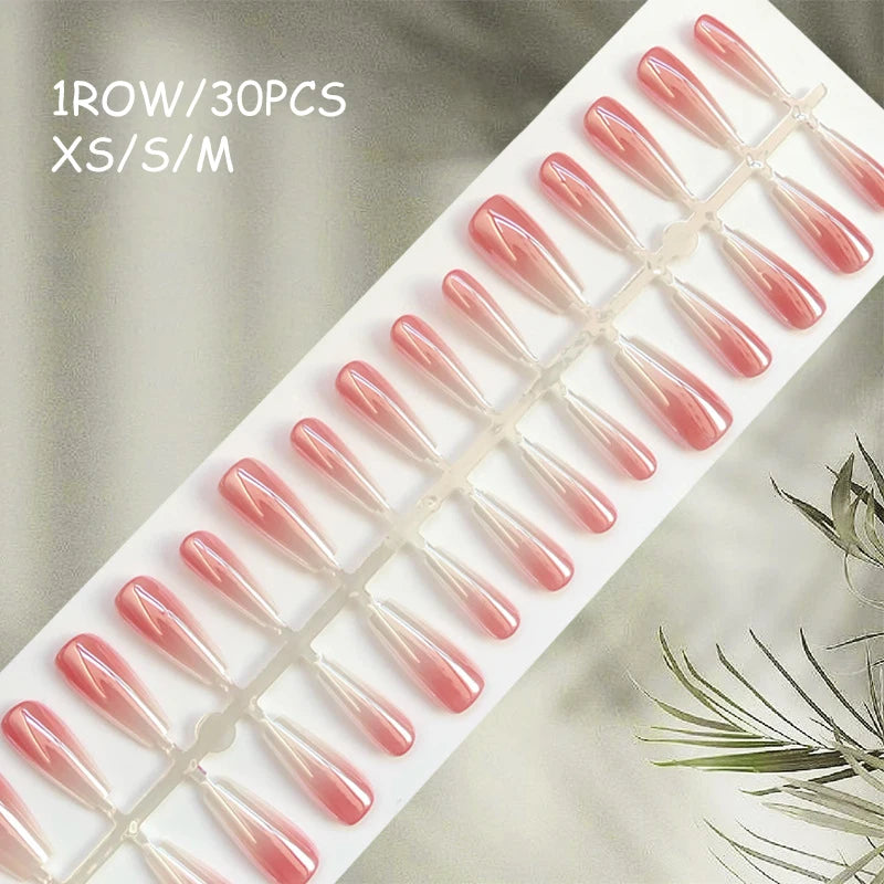30 stk. gradient kunstnegler fransk blush nude negler vanntett kunstige negler medium kiste kunstnegler fingernegler presse-on negler tupper manikyr