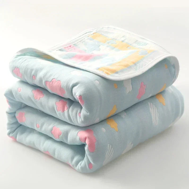 High Quality Cotton Sheet Six Layer Gauze Towel Quilt Summer Cool Blanket Children's Baby Blanket Adult Blanket Bedding