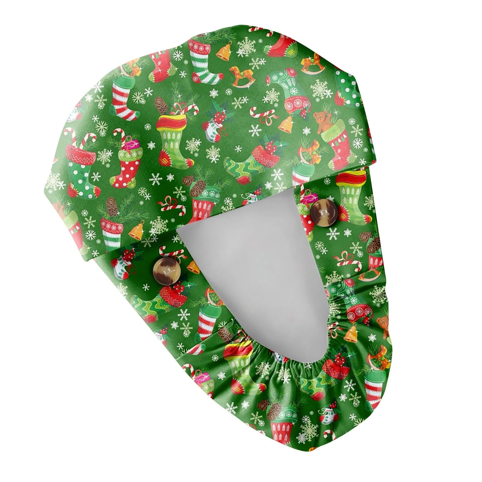 Long Hair Work Hat Fashion Christmas Print Adjustable Work Cap Beauty Salon Nursing Cap Female Surgical Hat Scrub Caps Acces