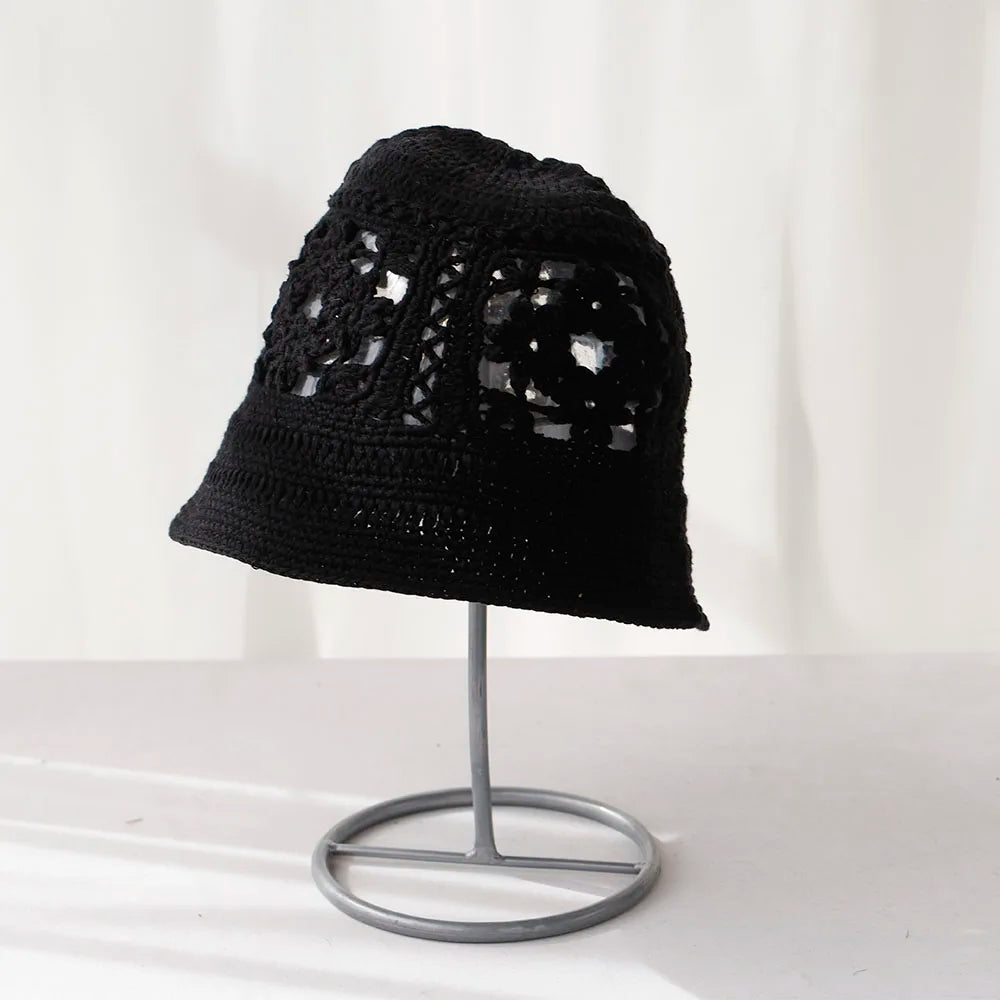 2025 Handmade new flowers Y2K style weaving knitted Cap Russian Women Luxury Panama fashion bucket hat
