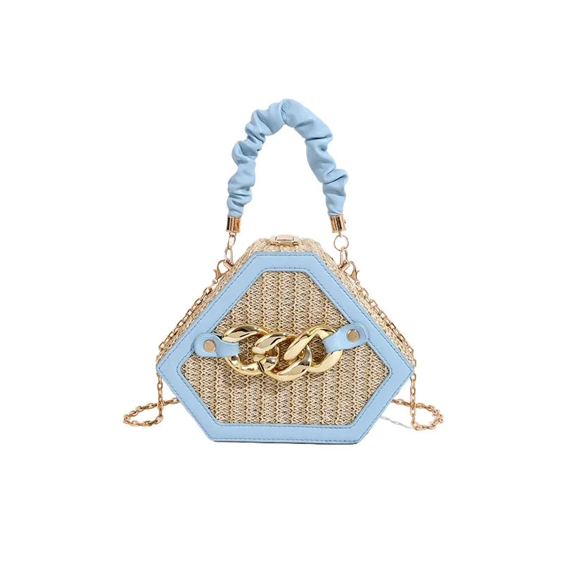 Straw Chain Shoulder Bag