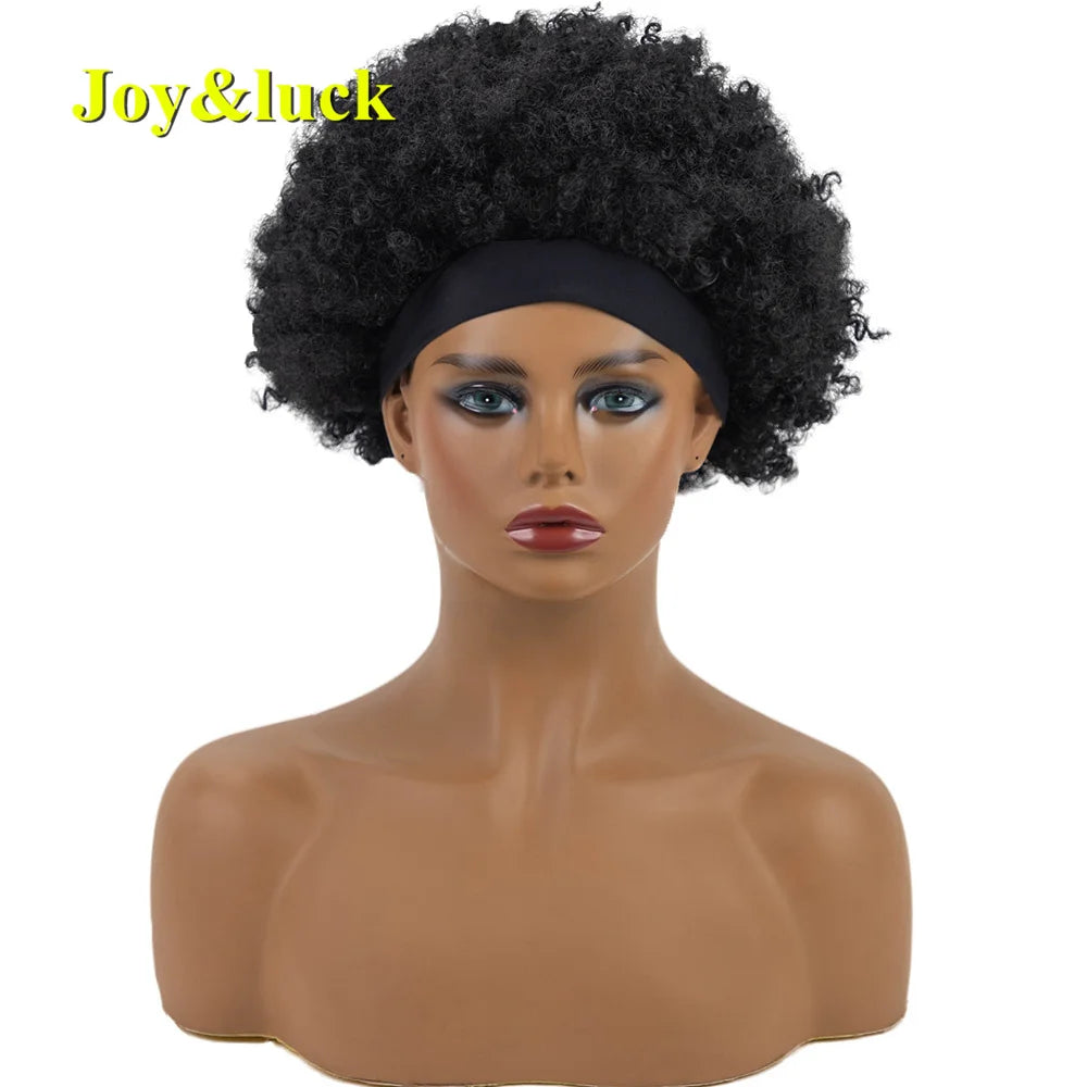 Burgundy Afro Curly Headband Wig